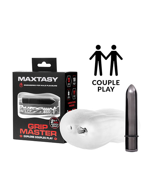 Maxtasy Maxtasy Grip Master Sleeve &amp; Bullet - Clear Penis Toys