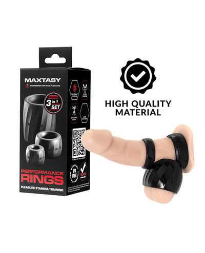 Maxtasy Maxtasy Performance Rings - Black Set of 3 Penis Toys