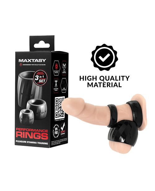 Maxtasy Maxtasy Performance Rings - Black Set of 3 Penis Toys