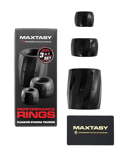 Maxtasy Maxtasy Performance Rings - Black Set of 3 Penis Toys