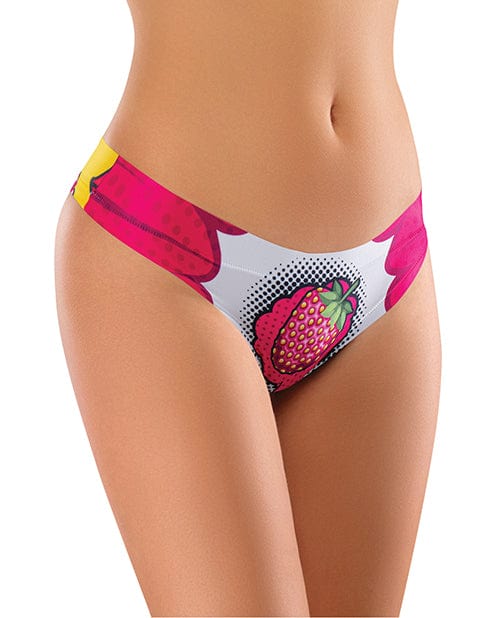 Mememe Usa LLC Mememe Intrigue Kissberry Printed Thong Large Lingerie &amp; Costumes