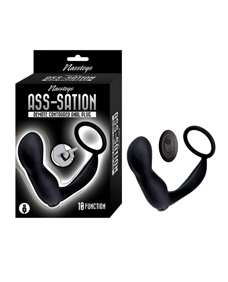 Nasstoys Ass-station Contoured Anal Plug with Remote - Black Anal Toys