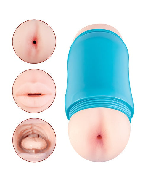 Nasstoys Delite Two Ways Mouth &amp; Ass Masturbator - White Penis Toys