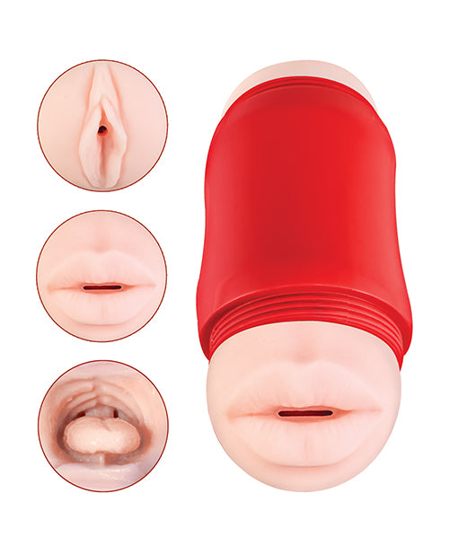 Nasstoys Delite Two Ways Mouth &amp; Vagina Masturbator - White Penis Toys