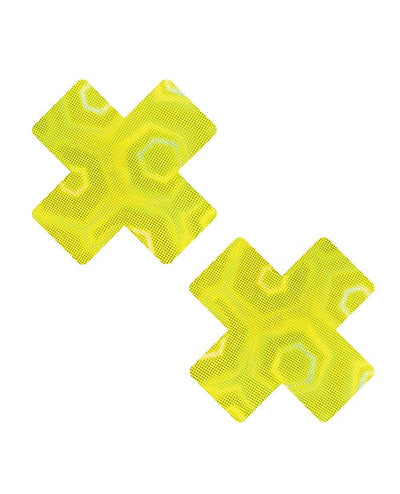 Neva Nude Neva Nude Holographic X Factor Pasties - O/S Neon Yellow Lingerie & Costumes