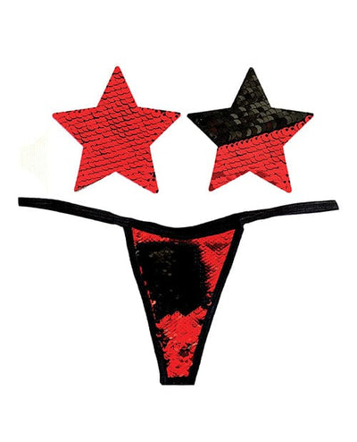 Neva Nude Neva Nude Naughty Knix Sookie Flip Sequin G-string & Pasties - Red/black O/s Lingerie & Costumes