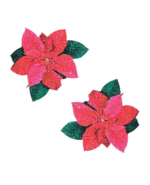 Neva Nude Neva Nude Poinsettia Glitter Flower Pasties - Red/green O/s Lingerie &amp; Costumes