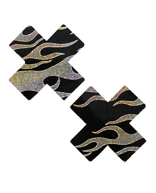 Neva Nude Robo Meltdown Holographic X Factor Pasties - Black / silver One Size Fits Most