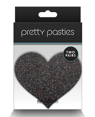 Ns Novelties INC Pretty Pasties Glitter Hearts - 2 Pair Black/gold Lingerie & Costumes