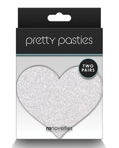 Ns Novelties INC Pretty Pasties Glitter Hearts - 2 Pair Red/silver Lingerie & Costumes