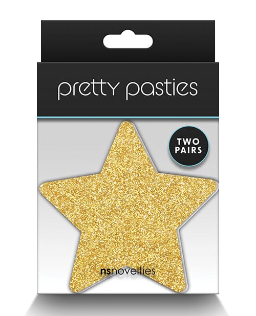 Ns Novelties INC Pretty Pasties Glitter Stars - 2 Pair Black/gold Lingerie & Costumes