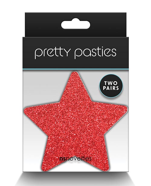 Ns Novelties INC Pretty Pasties Glitter Stars - 2 Pair Red/silver Lingerie & Costumes