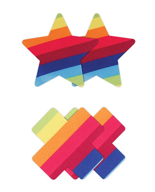 Ns Novelties INC Pretty Pasties Pride Cross &amp; Star Rainbow - 2 Pair Lingerie &amp; Costumes