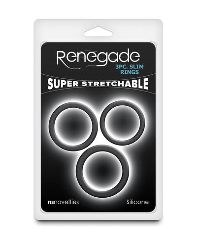 Ns Novelties INC Renegade Slim Cock Rings - Black, 3 pc Set Penis Toys