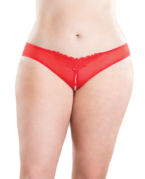 Oh La La Cheri Crotchless Thong with pearls Red / XXXL / XXXXL Lingerie & Costumes