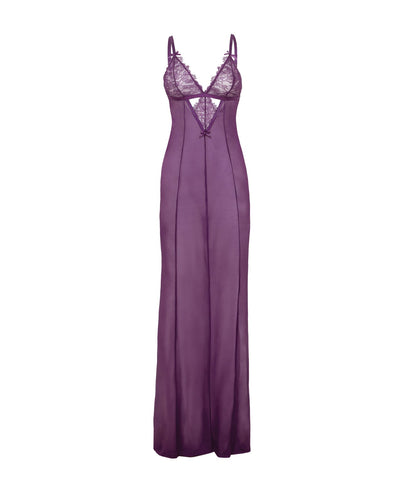 Oh La La Cheri Katana Mesh & Eyelash Lace Gown - Purple 1X/2X Lingerie & Costumes