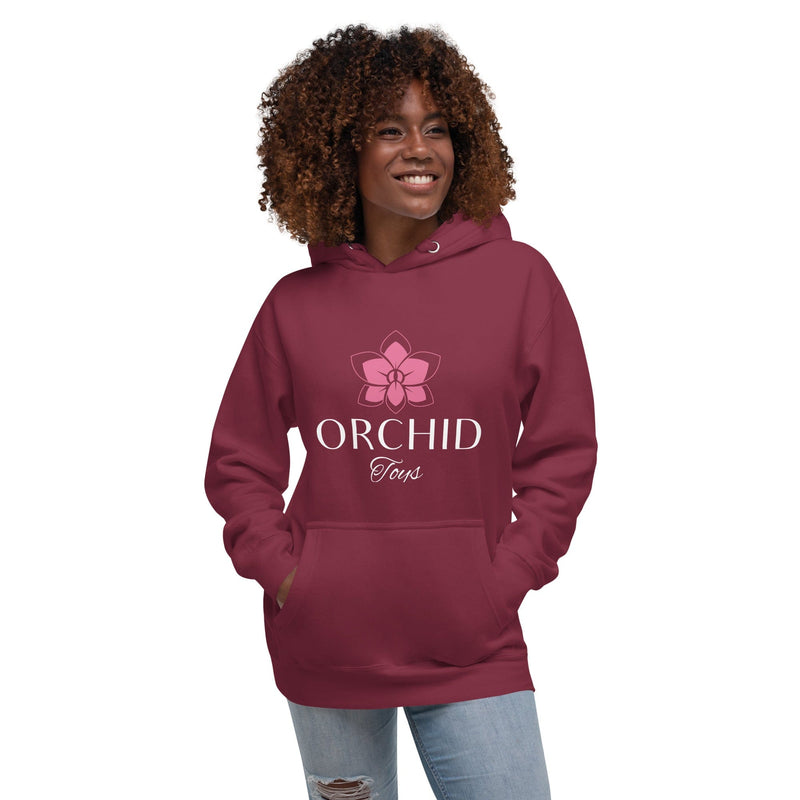 OrchidToys.com Orchid Toys Unisex Hoodie White Font Maroon / S