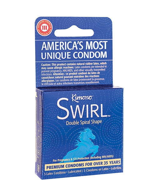 Paradise Marketing Kimono Swirl Double Spiral Shape Condoms - Pack of 3 More