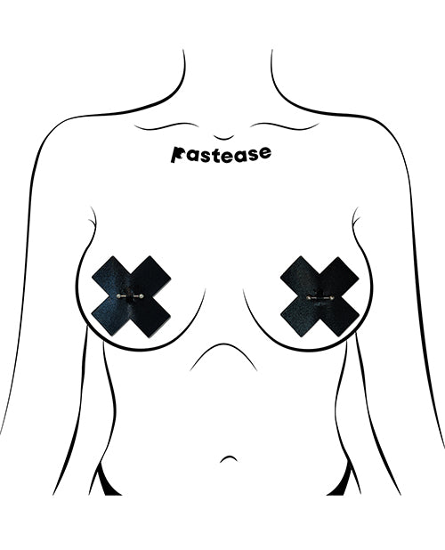 Pastease Pierced Liquid Black Cross with Barbell Piercing - Black O/S