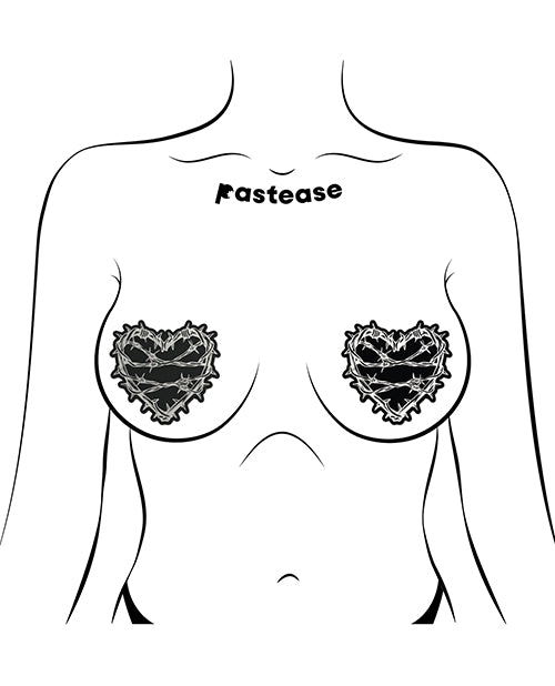 Pastease Pastease Premium Barbed Wire Heart Reflective - Black O/S Lingerie &amp; Costumes