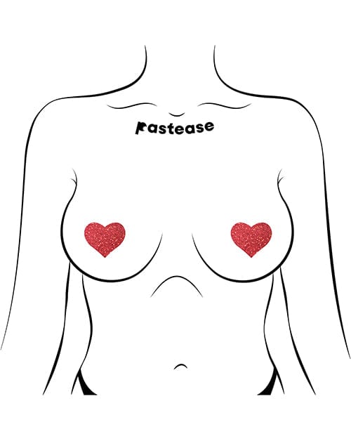 Pastease Pastease Premium Petites Glitter Heart - Red O/s Pack Of 2 Pair Lingerie &amp; Costumes