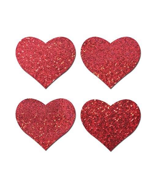 Pastease Pastease Premium Petites Glitter Heart - Red O/s Pack Of 2 Pair Lingerie &amp; Costumes