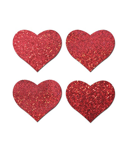 Pastease Pastease Premium Petites Glitter Heart - Red O/s Pack Of 2 Pair Lingerie & Costumes