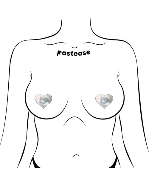 Pastease Pastease Premium Petites Holographic Heart - Silver O/s Pack Of 2 Pair Lingerie &amp; Costumes