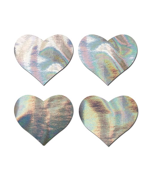 Pastease Pastease Premium Petites Holographic Heart - Silver O/s Pack Of 2 Pair Lingerie &amp; Costumes