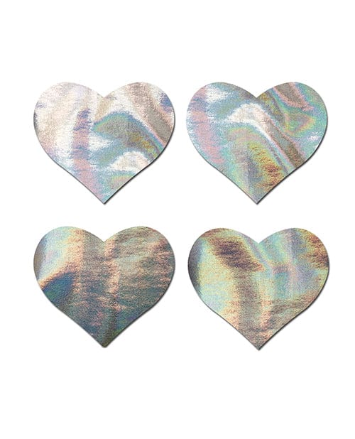 Pastease Pastease Premium Petites Holographic Heart - Silver O/s Pack Of 2 Pair Lingerie & Costumes