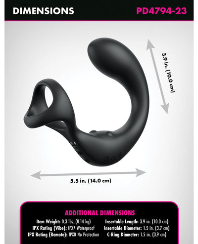 Pipedream Products Anal Fantasy Elite Ass-Gasm Taint-Alizer P-Spot Vibrator - Black Anal Toys