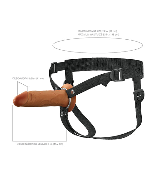 Pipedream Products Fantasy X-tensions Elite 6" Silicone Hollow Strap-on w/Harness - Brown Dildos