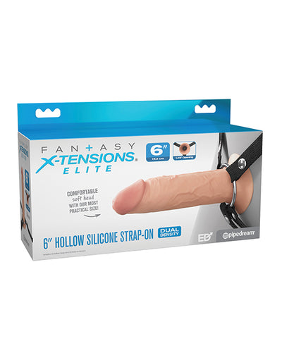 Pipedream Products Fantasy X-tensions Elite 6" Silicone Hollow Strap-on w/Harness - Light Dildos