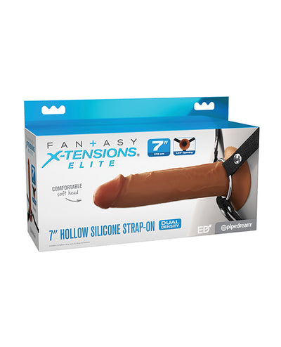 Pipedream Products Fantasy X-Tensions Elite 7" Silicone Hollow Strap-on - Brown Dildos