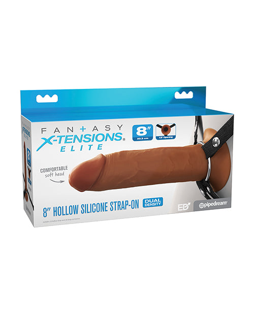 Pipedream Products Fantasy X-Tensions Elite 8" Silicone Hollow Strap-on w/Harness - Brown Dildos