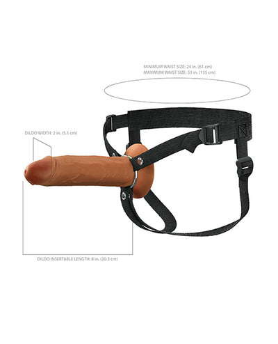 Pipedream Products Fantasy X-Tensions Elite 8" Silicone Hollow Strap-on w/Harness - Brown Dildos