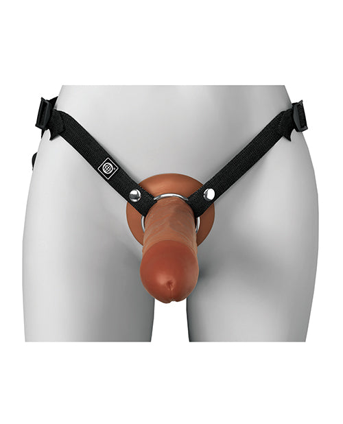 Pipedream Products Fantasy X-Tensions Elite 8" Silicone Hollow Strap-on w/Harness - Brown Dildos