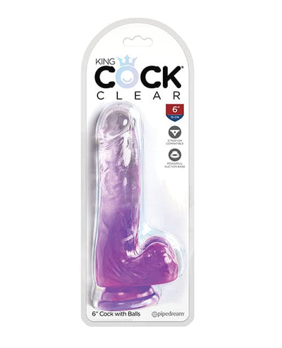 Pipedream Products King Cock Clear Cock W/balls Purple / 6" Dildos