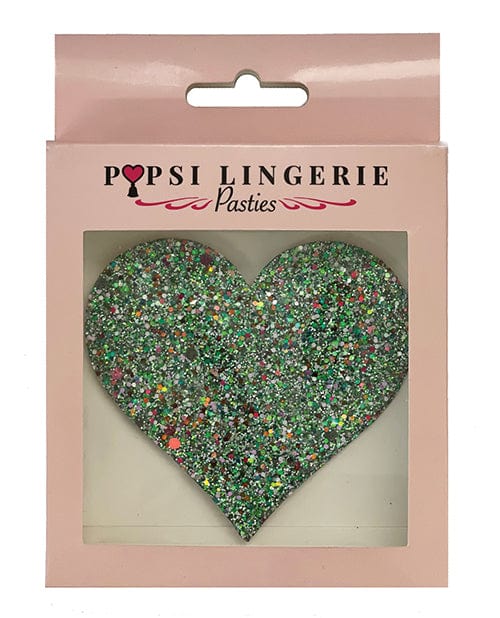 Popsi Lingerie Glow In The Dark Glitter Heart Pasties - O/s Lingerie &amp; Costumes