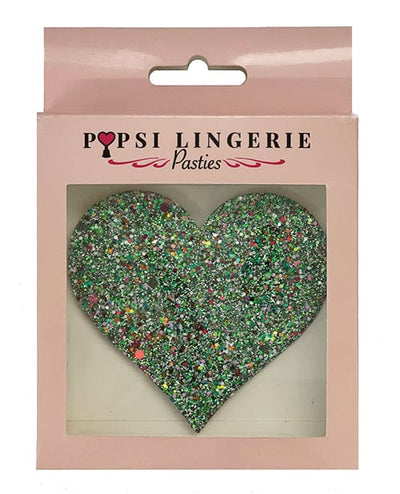 Popsi Lingerie Glow In The Dark Glitter Heart Pasties - O/s Lingerie & Costumes