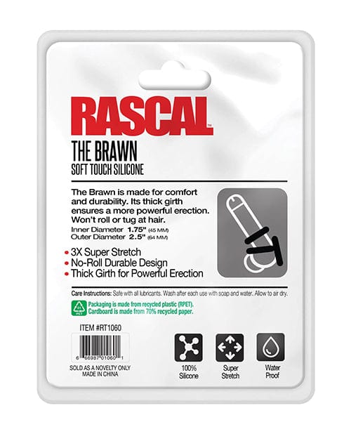 Rascal Video LLC Rascal The Brawn Silicone Cock Ring - Black Penis Toys