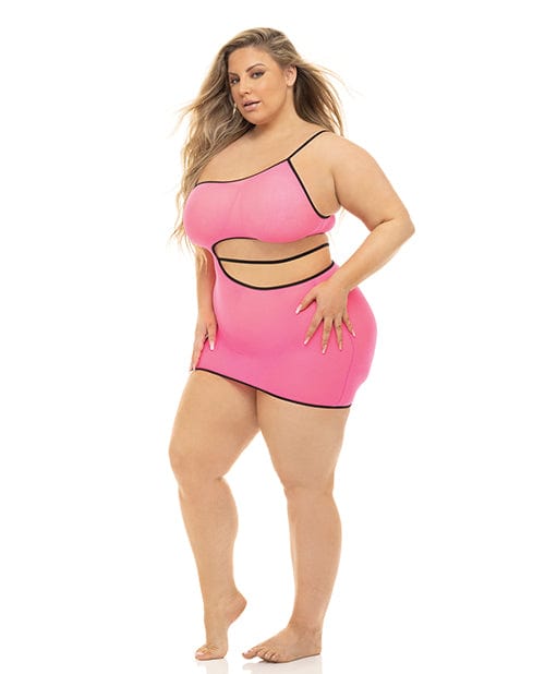 Rene Rofe Pink Lipstick All You Need Cut Out Dress Neon Pink / Queen Lingerie &amp; Costumes