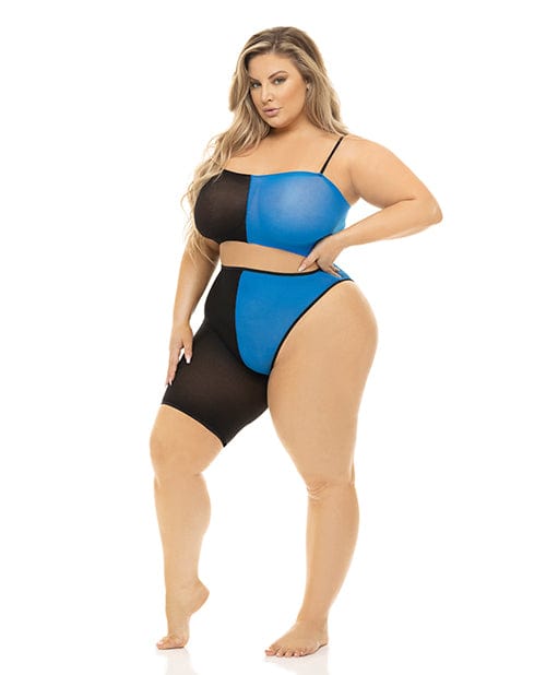 Rene Rofe Pink Lipstick Block You Out Bandeau &amp; Bottom Black/blue / Queen Lingerie &amp; Costumes