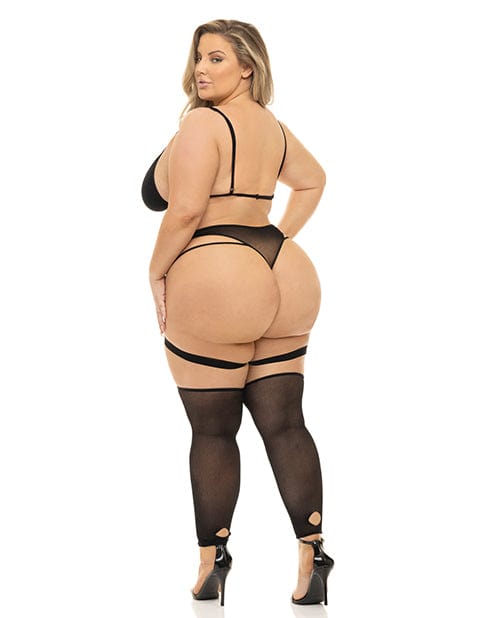 Rene Rofe Pink Lipstick Want You Now Bra, Panty &amp; Stockings Black Lingerie &amp; Costumes