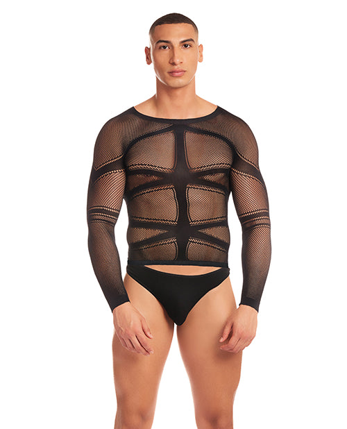 Rene Rofe Rainbow Party Cam Boy Mesh 2 pc Set - Black L / XL Lingerie & Costumes