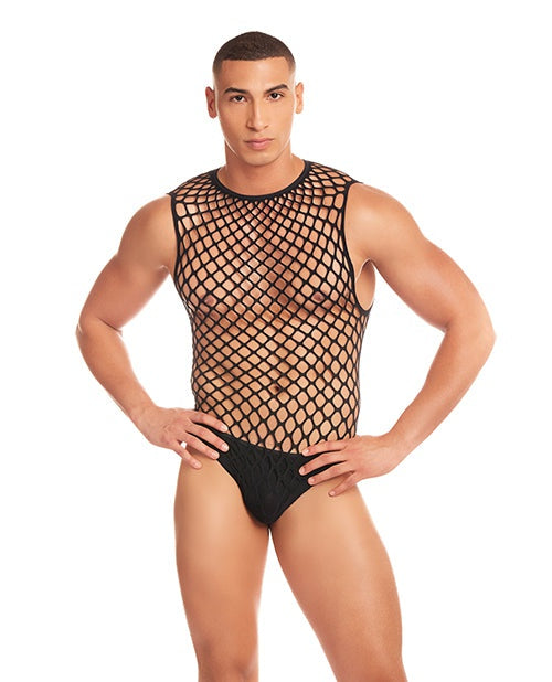 Rene Rofe Rainbow Party Full Effect Large Mesh Unitard 2 pc Set Black / L/XL Lingerie &amp; Costumes