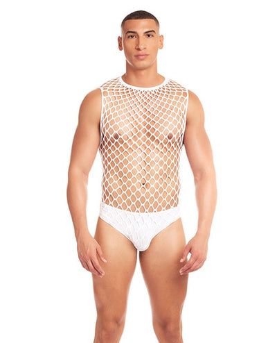 Rene Rofe Rainbow Party Full Effect Large Mesh Unitard 2 pc Set White / L/XL Lingerie & Costumes