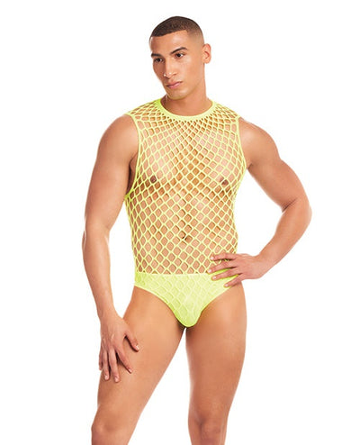 Rene Rofe Rainbow Party Full Effect Large Mesh Unitard 2 pc Set Yellow / L/XL Lingerie & Costumes