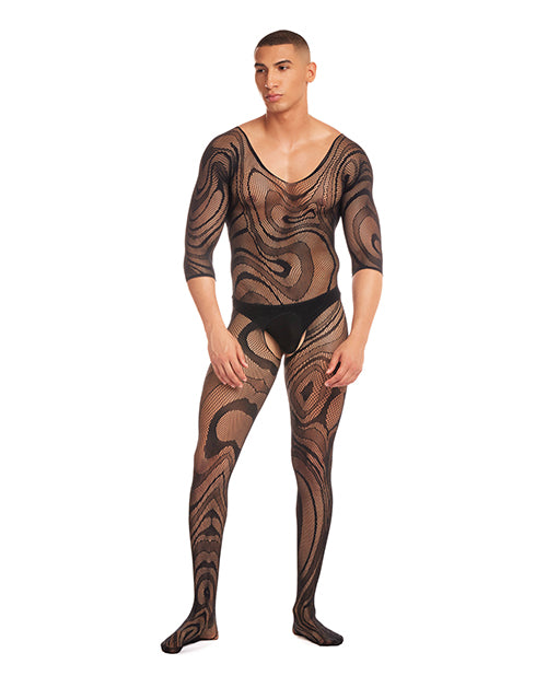 Rene Rofe Rainbow Party Supernova Body Stocking 2 pc Set - Black L / XL Lingerie &amp; Costumes