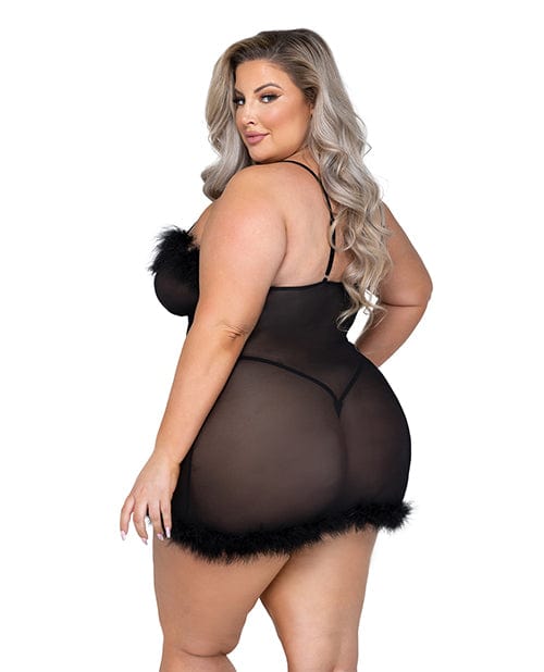 Roma Costume INC Afterhours Maribou &amp; Mesh Chemise Black Lingerie &amp; Costumes